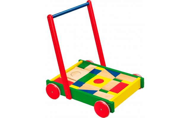 Детские ходунки-каталка Viga Toys Тележка с кубиками (50306B)