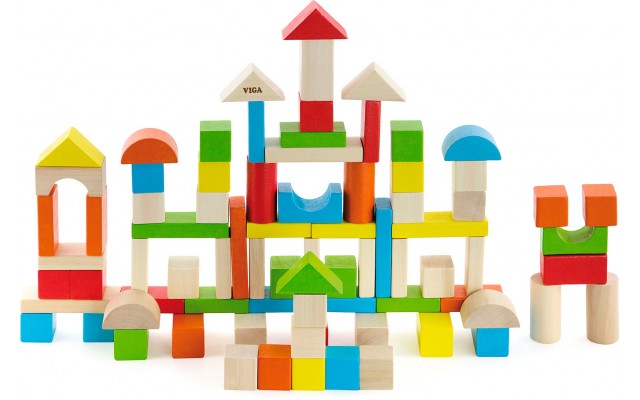 Набор деревянных кубиков Viga Toys Цветные блоки, 80 шт. (50333)
