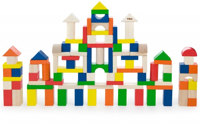 Набір дерев'яних кубиків Viga Toys Велике будівництво, 100 шт. (50334)