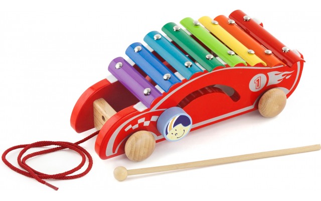 Ксилофон-каталка Viga Toys Спорткар из дерева (50341)