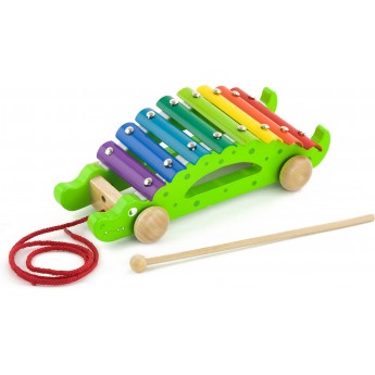 Ксилофон-каталка Viga Toys Крокодил из дерева (50342)