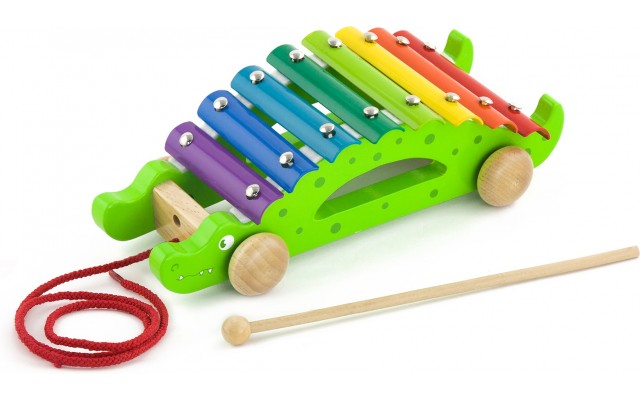 Ксилофон-каталка Viga Toys Крокодил з дерева (50342)