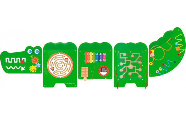 Розвиваючий настінний бізіборд Viga Toys Крокодил, 5 секцій (50346FSC)