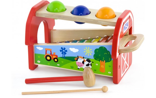 Іграшка стукалка Viga Toys 2 в 1 Ксилофон та кульки (50348)