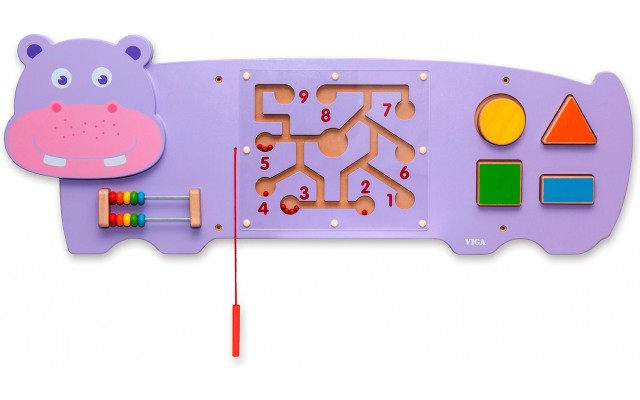 Обучающий настенный бизиборд Viga Toys Бегемотик (50470FSC)