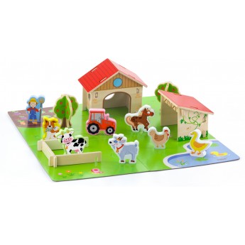 Конструктор з дерева Viga Toys Ферма, 30 ел. (50540)
