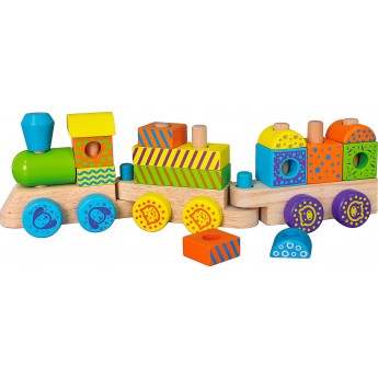 Дерев'яна іграшка поїзд-пірамідка Viga Toys Кубики (50572)
