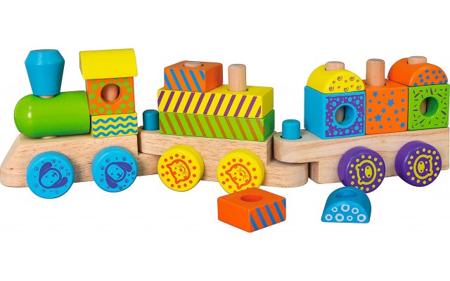 Дерев'яна іграшка поїзд-пірамідка Viga Toys Кубики (50572)