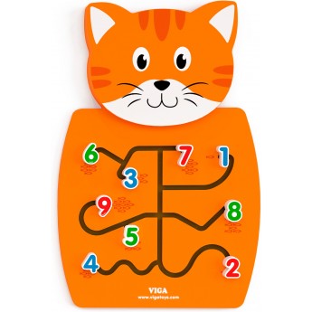 Настінний навчальний бізіборд Viga Toys Котик з цифрами (50676)