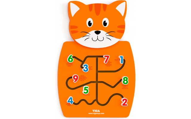Настінний навчальний бізіборд Viga Toys Котик з цифрами (50676FSC)