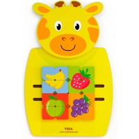 Настенный развивающий бизиборд Viga Toys Жираф с фруктами (50680FSC)
