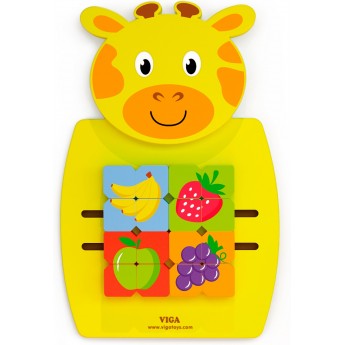 Настінний розвивальний бізіборд Viga Toys Жираф з фруктами (50680FSC)