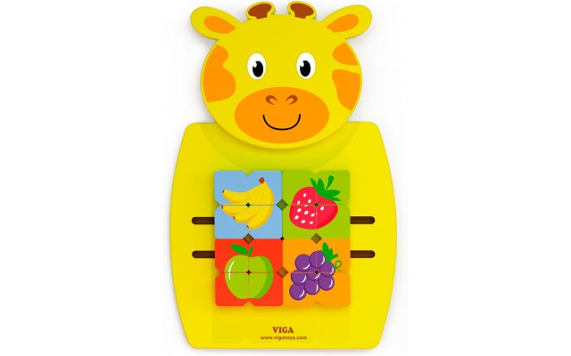 Настінний розвивальний бізіборд Viga Toys Жираф з фруктами (50680FSC)