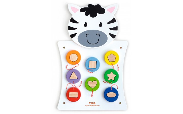 Развивающий настенный бизиборд Viga Toys Зебра с фигурками (50681)