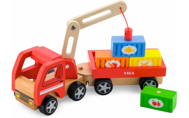 Іграшка дерев'яна машинка Viga Toys Автокран (50690)