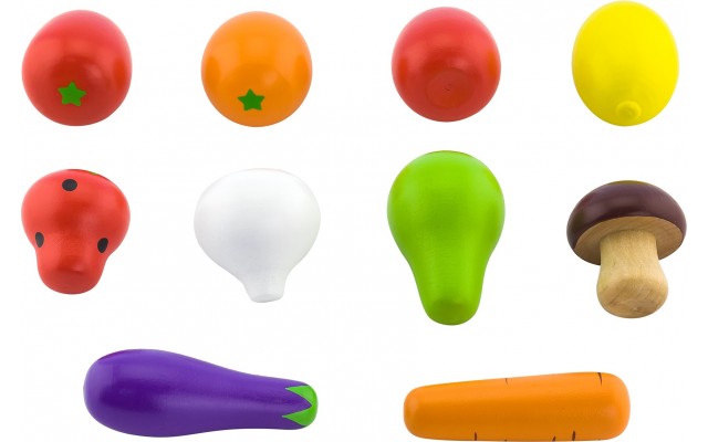 Игрушечная еда Viga Toys Овощи и фрукты из дерева, 10 эл. (50734)
