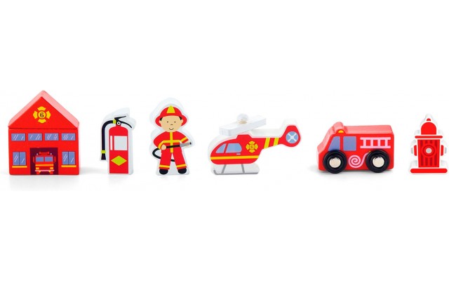 Аксессуары для детской железной дороги Viga Toys Пожарная станция, 6 шт. (50815)