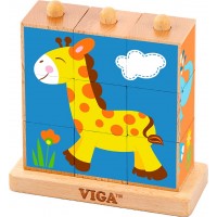 Дерев'яні кубики-пазли Viga Toys Звірята (50834)