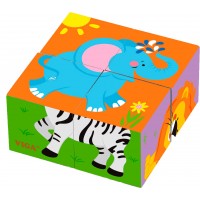 Дерев'яні кубики-пазли Viga Toys Дикі тварини (50836)