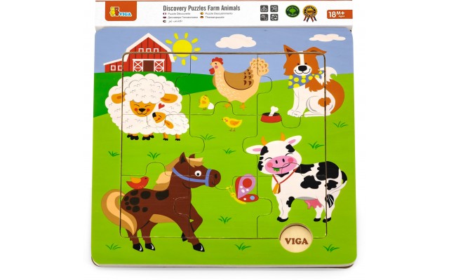 Дерев'яний пазл для раннього розвитку Viga Toys Звірята ферми (50837)