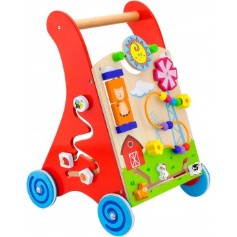 Детские ходунки-каталка Viga Toys с обучающим бизибордом (50950)