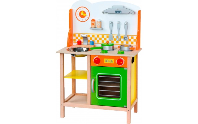 Детская деревянная кухня Viga Toys с посудой (50957)