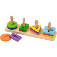 Логическая пирамидка-ключ из дерева Viga Toys Цветные фигуры (50968)