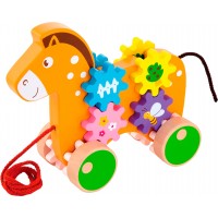 Дерев'яна іграшка-каталка Viga Toys Конячка з шестернями (50976)