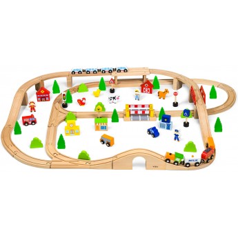 Игровой набор Viga Toys Деревянная железная дорога, 90 эл. (50998)