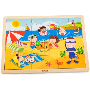 Деревянная рамка-вкладыш Viga Toys Времена года: лето, 24 эл. (51270)