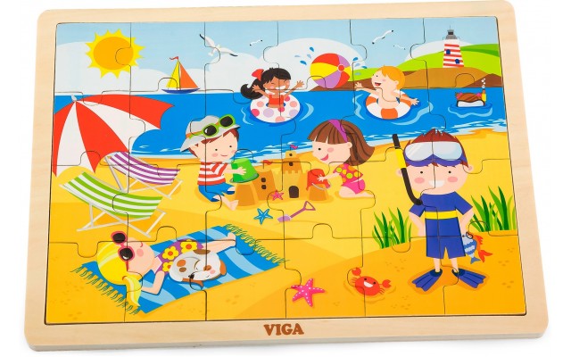 Дерев'яна рамка-вкладиш Viga Toys Пори року: літо, 24 ел. (51270)