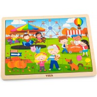 Деревянная рамка-вкладыш Viga Toys Времена года: осень, 24 эл. (51271)