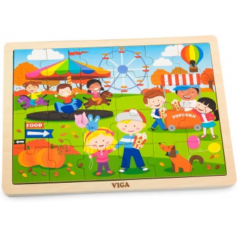 Деревянная рамка-вкладыш Viga Toys Времена года: осень, 24 эл. (51271)