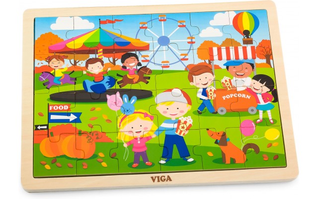 Дерев'яна рамка-вкладиш Viga Toys Пори року: осінь, 24 ел. (51271)