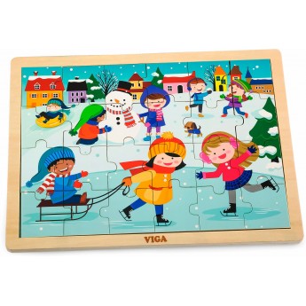 Деревянная рамка-вкладыш Viga Toys Времена года: зима, 24 эл. (51272)