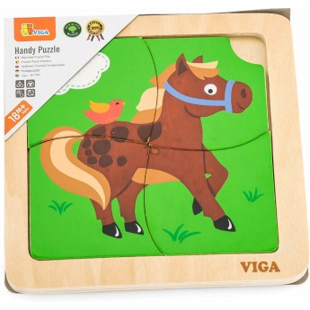 Деревянный пазл-вкладыш Viga Toys Лошадка, 4 эл. (51312)