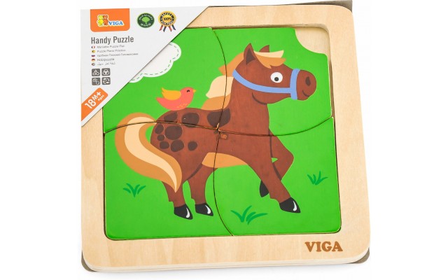 Дерев'яний пазл-вкладиш Viga Toys Конячка, 4 ел. (51312)