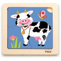 Деревянный пазл-вкладыш Viga Toys Коровка, 4 эл. (51313)