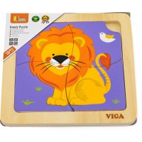 Дерев'яний пазл-вкладиш Viga Toys Лев, 4 ел. (51316)