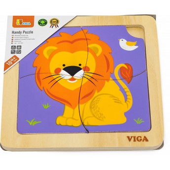 Дерев'яний пазл-вкладиш Viga Toys Лев, 4 ел. (51316)