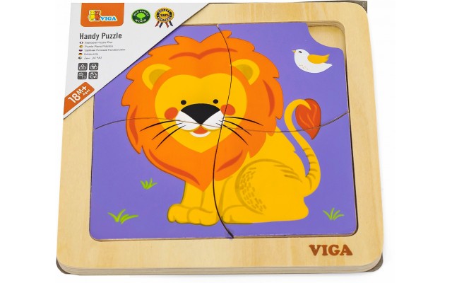 Деревянный пазл-вкладыш Viga Toys Лев, 4 эл. (51316)