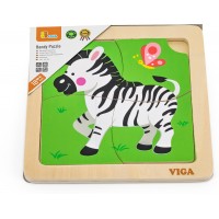 Дерев'яний пазл-вкладиш Viga Toys Зебра, 4 ел. (51317)