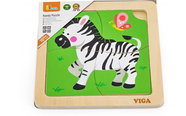 Дерев'яний пазл-вкладиш Viga Toys Зебра, 4 ел. (51317)