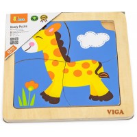 Дерев'яний пазл-вкладиш Viga Toys Жираф, 4 ел. (51319)