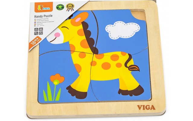 Дерев'яний пазл-вкладиш Viga Toys Жираф, 4 ел. (51319)