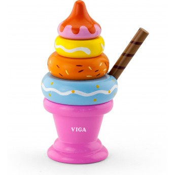 Іграшкове морозиво-пірамідка Viga Toys, рожеве (51321)