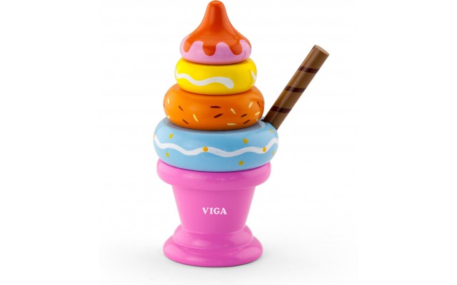 Игрушечное мороженое-пирамидка Viga Toys, розовое (51321)
