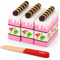 Игрушечные продукты Viga Toys Клубничный торт из дерева (51324)