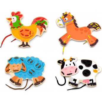 Деревянная шнуровка-сортер Viga Toys Фермерские животные (51325)