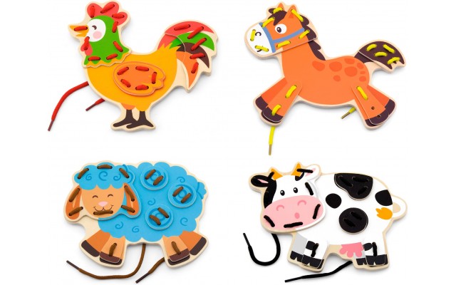 Деревянная шнуровка-сортер Viga Toys Фермерские животные (51325)
